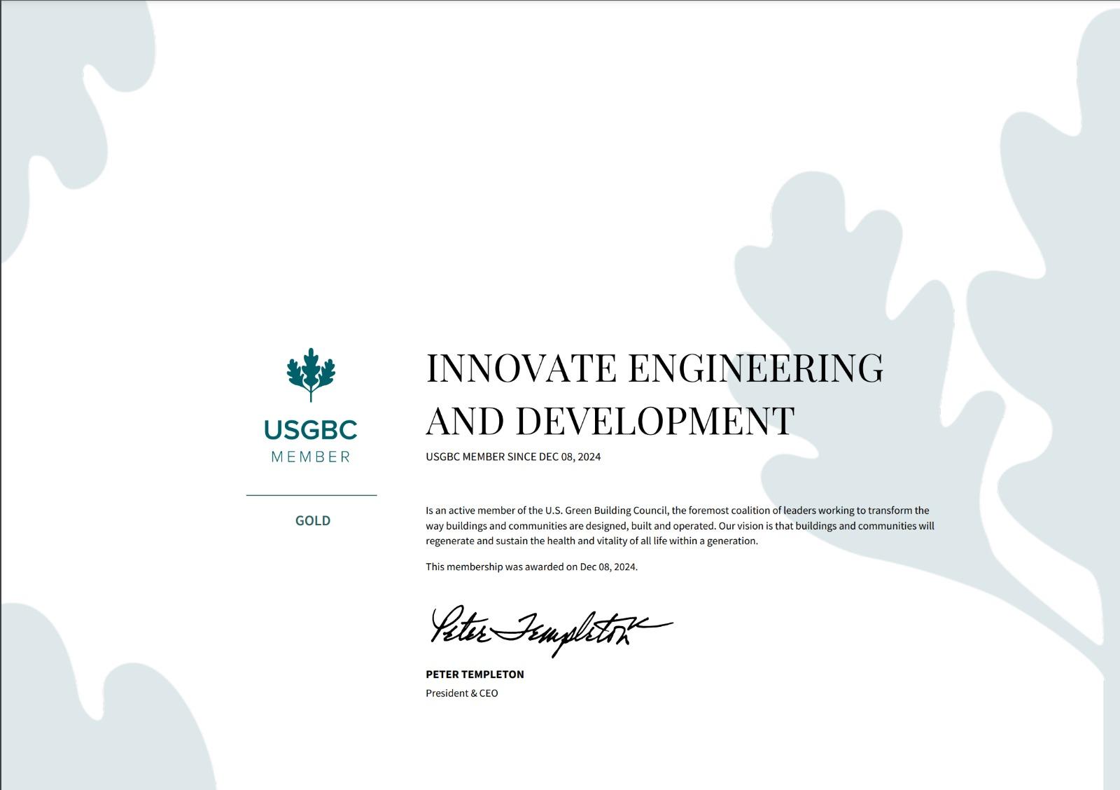 Acheiving USGBC , LEED Gold Membership